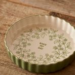 Bella Maison Floral Stoneware Fırın Kabı Haki Renk 26X5 Cm Seramik Malzemeden Yuvarlak Tepsi - 26 cm