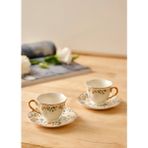 Bella Maison Juliette Porselen Kahve Fincanı Takımı 2'li Desenli Kulplu 90 ml 4 Parçalı Renkli