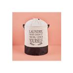 Bella Maison Laundry Why Dont You Do Yourself Su Geçirmez Tabanlı Beyaz 36x40 cm Çamaşır Sepeti