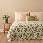Bella Maison Ocaliptus Pamuklu Çift Kişilik Baskılı Pike Yeşil %80 Pamuk %20 Polyester 150 x 220 cm - Beyaz - Yeşil