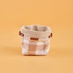BELLA MAISON Plaid Kareli Jüt ve Duck Kumaş Nonwoven Astarlı Sepet, Bej, 16x13 cm