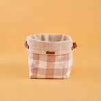 BELLA MAISON Plaid Kareli%33 Jüt Kumaş%33 Duck Kumaş%33 Nonwoven Astar Kumaş Sepet, Bej, 25x20 cm