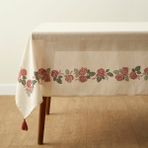 Bella Maison Rose Baskılı Masa Örtüsü Krem (150X250 Cm)