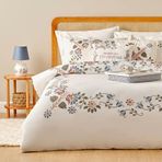 BELLA MAISON Vintage Çiçek Desenli%100 Pamuk Saten Nevresim Seti, Beyaz, Tek Kişilik (Nevresim: 160x220 cm / 1 Adet Yastık Kılıfı: 50x70 cm)