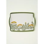 Bella Maison Yeşil Renkli Garden Melamin Tepsi 42x31 cm Kaymaz Tabanlı Kullanım Kolaylığı Sunar