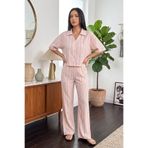 BELLA NOTTE Viskon Çizgili Kısa Kollu Pijama Takımı