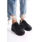 Bella Stride Kadın Comfort Siyah Günlük Spor Ayakkabı Bağcıklı Yüksek Sneaker Taban 5 cm