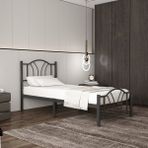 Bella Tek Kişilik Ferforje Metal Karyola - Siyah - 90 x 190 cm