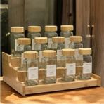 Bella Vista Bambu Kapaklı Cam Baharatlık Seti, 120 ml 12’li Hediye Etiket ile