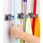 Bella Vista Çok Amaçlı Paspas, Süpürge, Fırça ve Mop Askısı, Duvar Montajlı Sap Tutucu, Mutfak ve Banyo Için, Gri & Beyaz, 3'lü Set