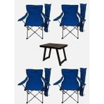 Bella Vista Katlanabilir 4 Adet Mavi Kamp Sandalyesi ve 50X40 cm Masa Seti