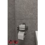BellaBagno Güçlü Yapışkanlı Yedek Raflı Tuvalet Kağıdı Askılığı Banyo Düzenleyici Siyah