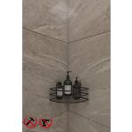 BellaBagno Paslanmaz Siyah Yapışkanlı Köşe Banyo Rafı Düzenleyicisi EK01.S, Siyah Köşe Şampuanlık