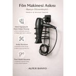 BellaBagno Siyah Kare Fön Makinesi Askısı Saç Kurutma Makinesi Tutacağı Yapışkanlı