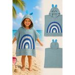 Bellahomeart Organik %100 Pamuk Müslin Kapşonlu Plaj Çocuk Bebek Panço Bornoz