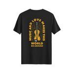 Bellance Keman Baskılı Slim Fit Tişört Bisiklet Yaka T-Shirt Siyah - XS