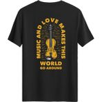 Bellance Keman Baskılı Slim Fit Tişört Bisiklet Yaka T-Shirt Siyah