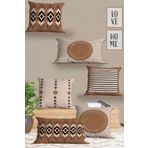 Belle Benoit Modern Tasarım Çift Tarafı 3D Dijital Baskılı, Yumuşak Doku Dekoratif, Hediyelik 4 adet Kara 43x43 cm Koltuk Kırlent Kılıfı ve 2 adet Dikdörtgen 30x50 cm Koltuk Kırlent Kılıfı Seti (Kahverengi Bohem)