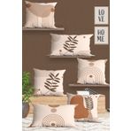 Belle Benoit Modern Tasarım Çift Tarafı 3D Dijital Baskılı, Yumuşak Doku Dekoratif, Hediyelik 4 adet Kara 43x43 cm Koltuk Kırlent Kılıfı ve 2 adet Dikdörtgen 30x50 cm Koltuk Kırlent Kılıfı Seti (Turuncu Bohem)