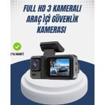 Belle Fusion Mey Ithalat® 1080P Üç Kameralı Araç Kamerası Wi-Fi Destekli Park Modu ve G-Sensörlü - Çok Renkli