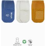 Belle Fusion Mey Ithalat® 3'lü Basic Kaymaz Penye Soket Çorap 10107 Indigo Ekru Hardal