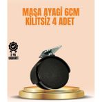 Belle Fusion Mey Ithalat® 6 cm Kilitsiz Masa Ayağı Tekerleği 4’lü Set Çok Amaçlı