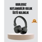 Belle Fusion Mey Ithalat® Bluetooth Kablosuz Kulak Üstü Kulaklık Katlanabilir Konforlu ve Şık Tasarımlı
