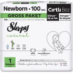 Belle Fusion Mey Ithalat® Natural Bebek Bezi Gross Paket 1 Beden 2-5 kg 100 Adet