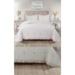 Belle Home Perla Çift Kişilik Nakışlı Yatak Örtüsü Takımı - 240X260 cm - Pvc Çantalı - Günlük ve Çeyizlik - Yeni Renkler - Pudra - 240 x 260 cm