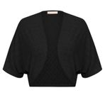 Belle Poque Kadınlar için Bolero Omuz Silkme Önü Açık Yarasa Kanadı Kısa Kollu Kırpılmış Hırka Hafif Omuz silkme, siyah, M