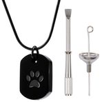 BELLE VOUS Siyah Paslanmaz Çelik Pet Urn Kolye Ucu Kolye - Pençe Baskılı Kremasyon Anıt Madalyon Evcil Hayvan Külleri için - Köpek veya Kedi Kaybı için Hatıra Takı Tılsımı - Erkekler ve Kadınlar İçin