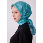 BELLİ Çok Renkli Geometrik Desen %100 Twill İpek Eşarp 4325-53