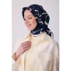 BELLİ Lacivert Soyut Desen %100 Twill İpek Eşarp 4309-34