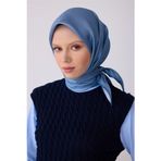 BELLİ Mavi Klasik Desen %100 Twill İpek Eşarp 4305-81