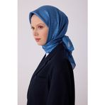 BELLİ Mavi Klasik Desen %100 Twill İpek Eşarp 4317-50