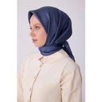 BELLİ Mor Mavi Klasik Desen %100 Twill İpek Eşarp 4317-87