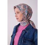 BELLİ Pembe Etnik Desen %100 Twill İpek Eşarp 4314-81