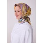 BELLİ Sarı Obje Desen %100 Twill İpek Eşarp 4300-36