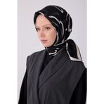 BELLİ Siyah Soyut Desen %100 Twill İpek Eşarp 4309-01