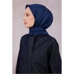Belli Tivil Saf İpek Eşarp IST 4203 - 05 Lacivert Geometrik Desen