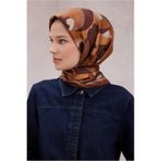 Belli Tivil Saf İpek Eşarp IST 4213 - 87 Taba Geometrik Desen