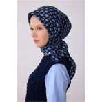 Belli Tivil Saf İpek Eşarp IST 4308 - 04 Lacivert Batik Desen