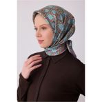 Belli Tivil Saf İpek Eşarp IST 4328 - 51 Turkuaz Batik Desen