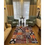 Bellino Halı Yıkanabilir Halı Kaymaz Taban Bambu Halı Etnik Renkli Patchwork Desenli Salon Halısı Mutfak Halısı ve Yolluk - 120 x 180 cm