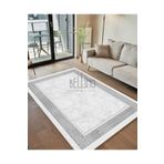 BELLİNO Yıkanabilir Kaymaz Bambu Halı Pamuk Kilim Çift Çerçeve Desenli Salon Halısı Mutfak Halısı ve Yolluk