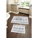 Bellino Yıkanabilir Kaymaz Pamuk Dokuma Taban Gri Siyah Iskandinav Desenli 60X100-50X60 2'li Banyo Paspası 23