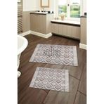 Bellino Yıkanabilir Kaymaz Pamuk Dokuma Taban Gri Siyah Iskandinav Desenli 60X100-50X60 2'li Banyo Paspası 24