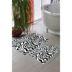 BELLİNO Yıkanabilir Kaymaz Pamuk Dokuma Taban Siyah Beyaz Zebra 60x100-50x60 2'li Banyo Paspası 14