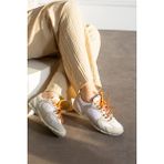 Bellıve Beyaz Süet Çift Bağcık Trend Model Sneaker