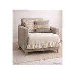 Belomia Home Collection Bej Keten Fırfırlı Berjer Örtüsü| 80 x 100 cm Modern Şık Sade Bohem Tekli Koltuk Örtüsü